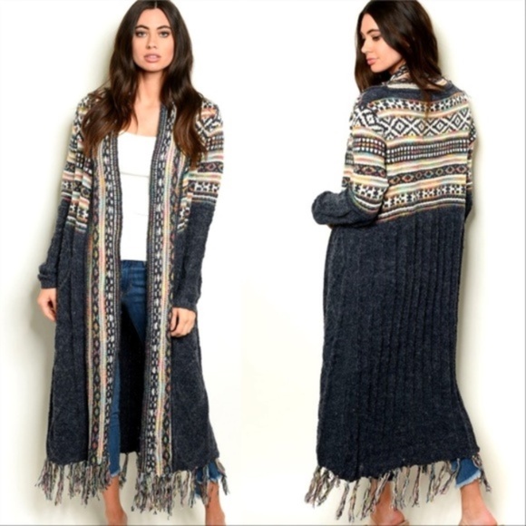 Sweaters - BLUE KNIT CARDIGAN